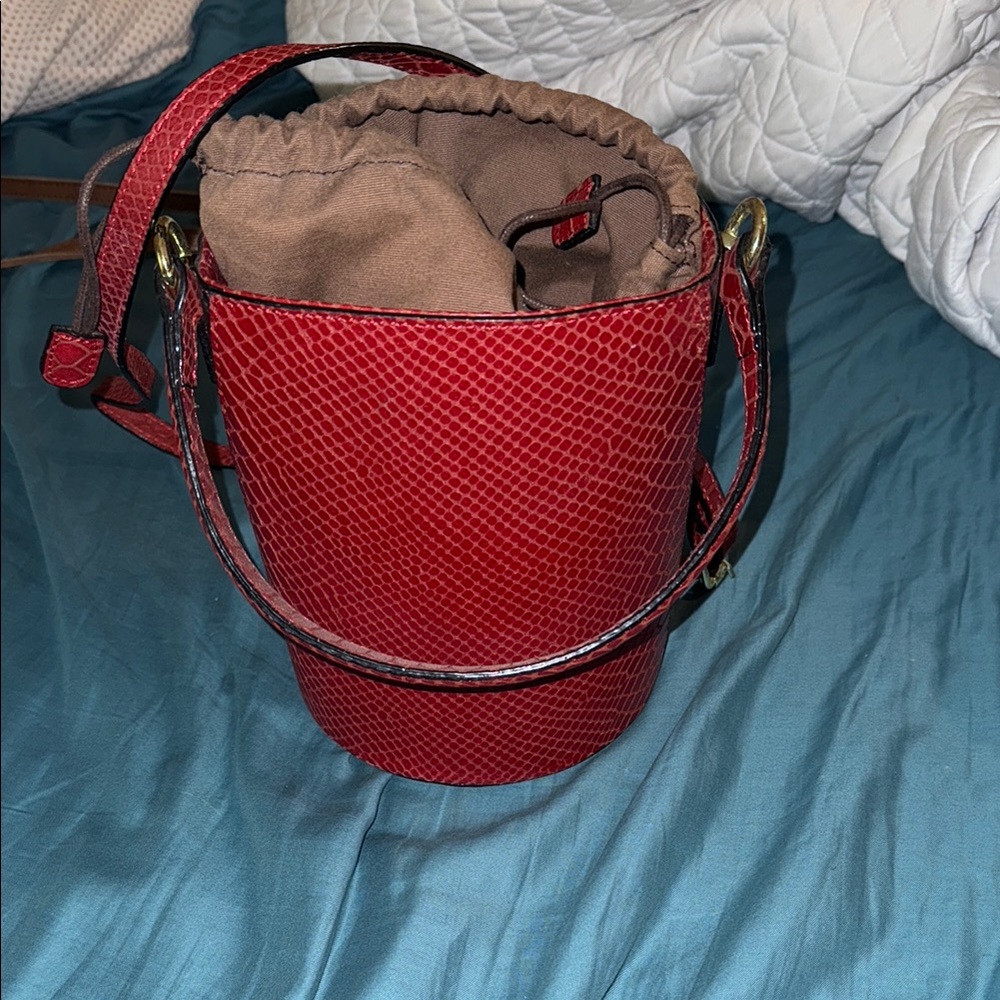 Red Textured Bucket Bag
